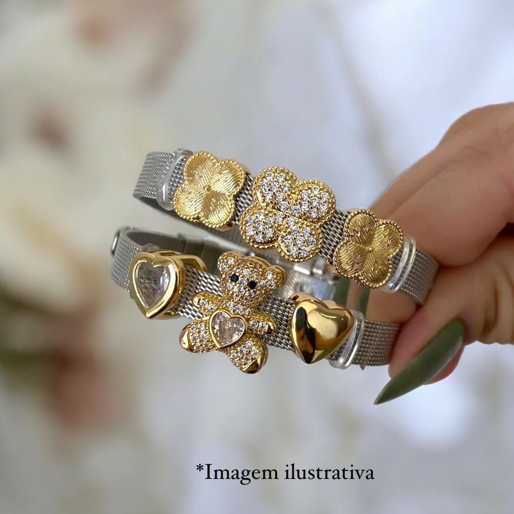 Pulseira malha Aço Feminina + 3 Charms Moda Mulher Elegante Pulseira Relógio em Oferta na Shopee