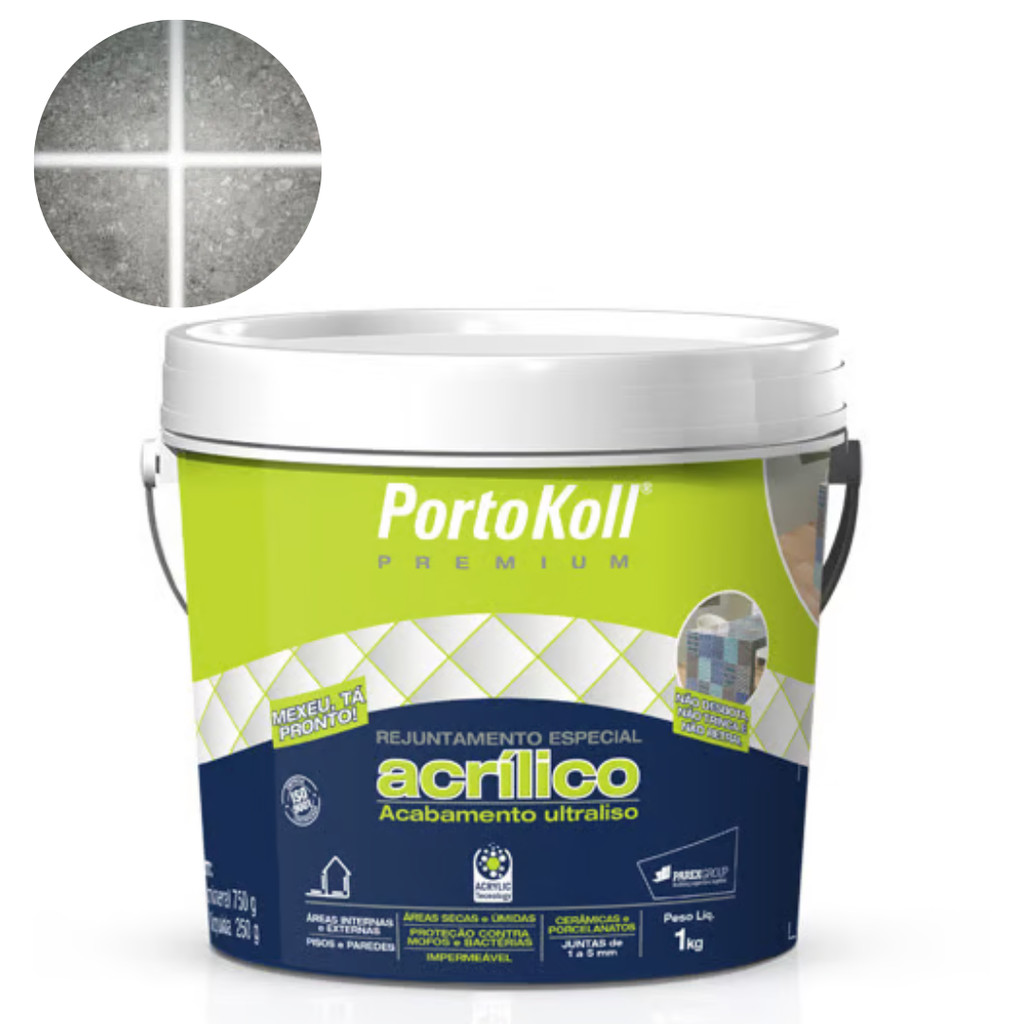 Rejunte Acrílico Premium Branco Pote 1Kg Portokoll Impermeável