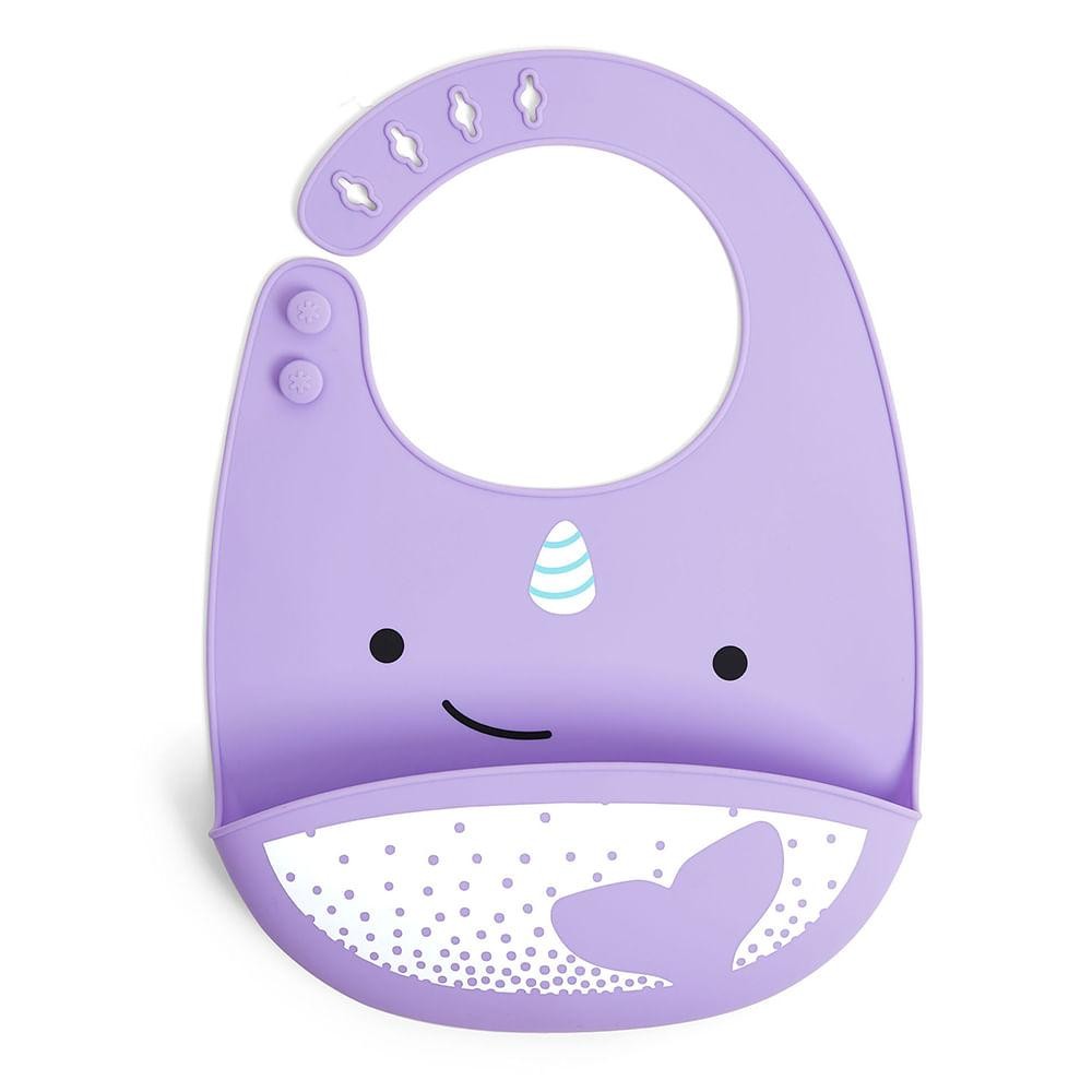 Babador de Silicone Cata Migalhas Zoo Baleia Narval Skip Hop