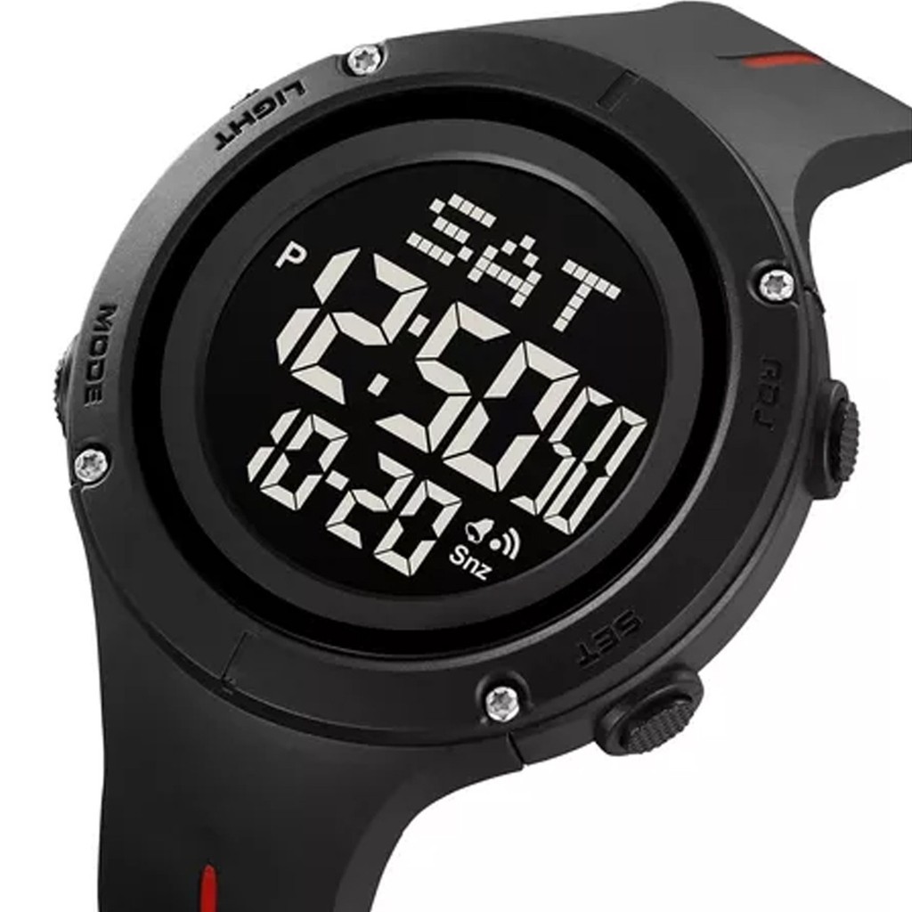 skmei relógio digital masculino 2159, resistente à água,preto e vermelho,relógio de pulso esportivo