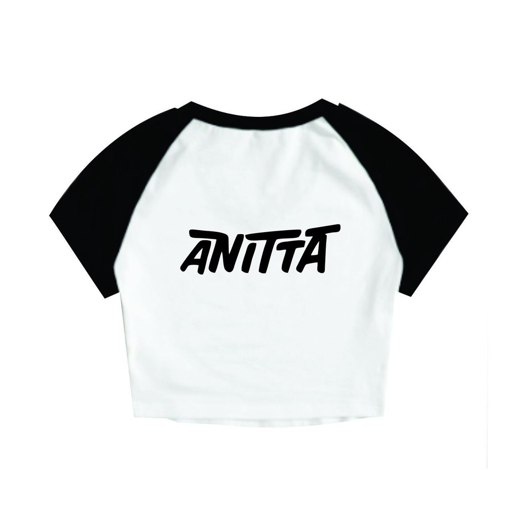 Cropped Raglan Feminino Tumblr blogueira Anitta cantora Pop Logo nome feminina curta