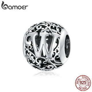 Bamoer 925 Prata Esterlina Charme Floresta Letra W Design Simples DIY Para Pulseira Mulher SCC1444 - em Oferta na Shopee
