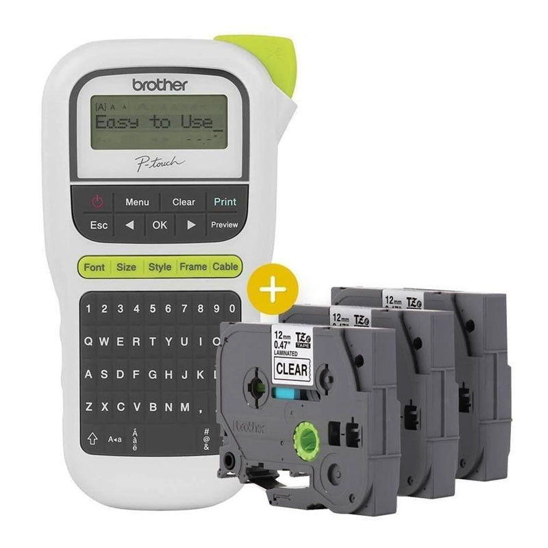 Rotulador eletrônico PTH110BP com 3 fitas Brother em Oferta na Shopee