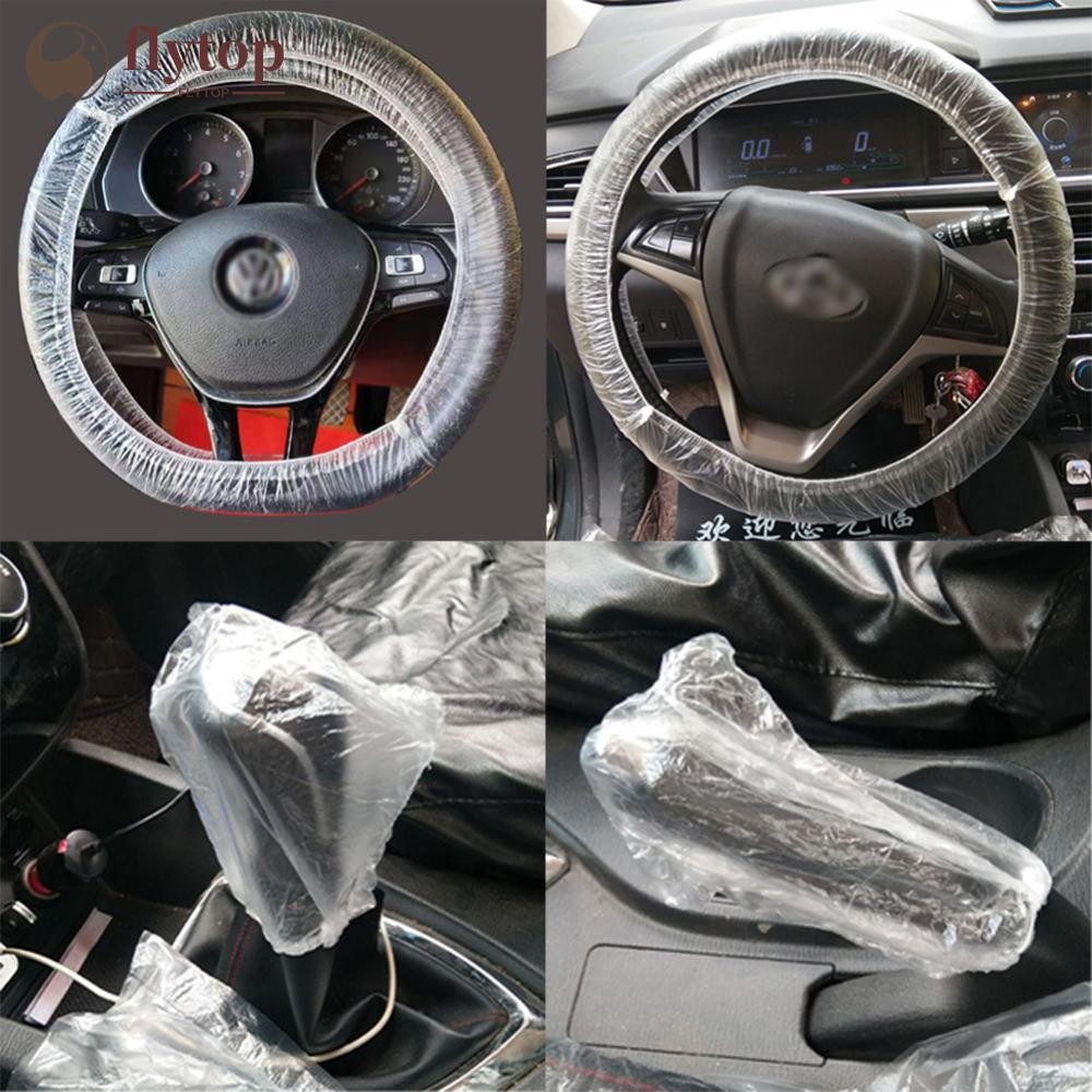 FLYTOP 50pcs Descartável Universal Carro Transparente Capa De Volante Engrenagem Elástica À Prova D'água Plástico Proteç