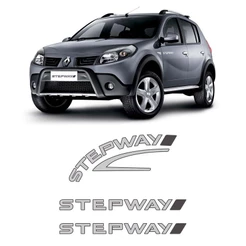 Kit Adesivos Prata Sandero Stepway 2008 Lateral e Traseiro