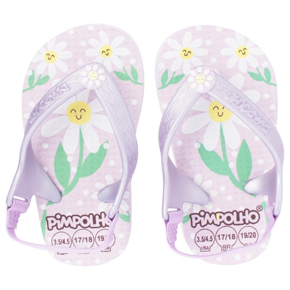Sandália Praiana Baby Lilás/Flores Feminino Pimpolho - Baby & Kids Fashion