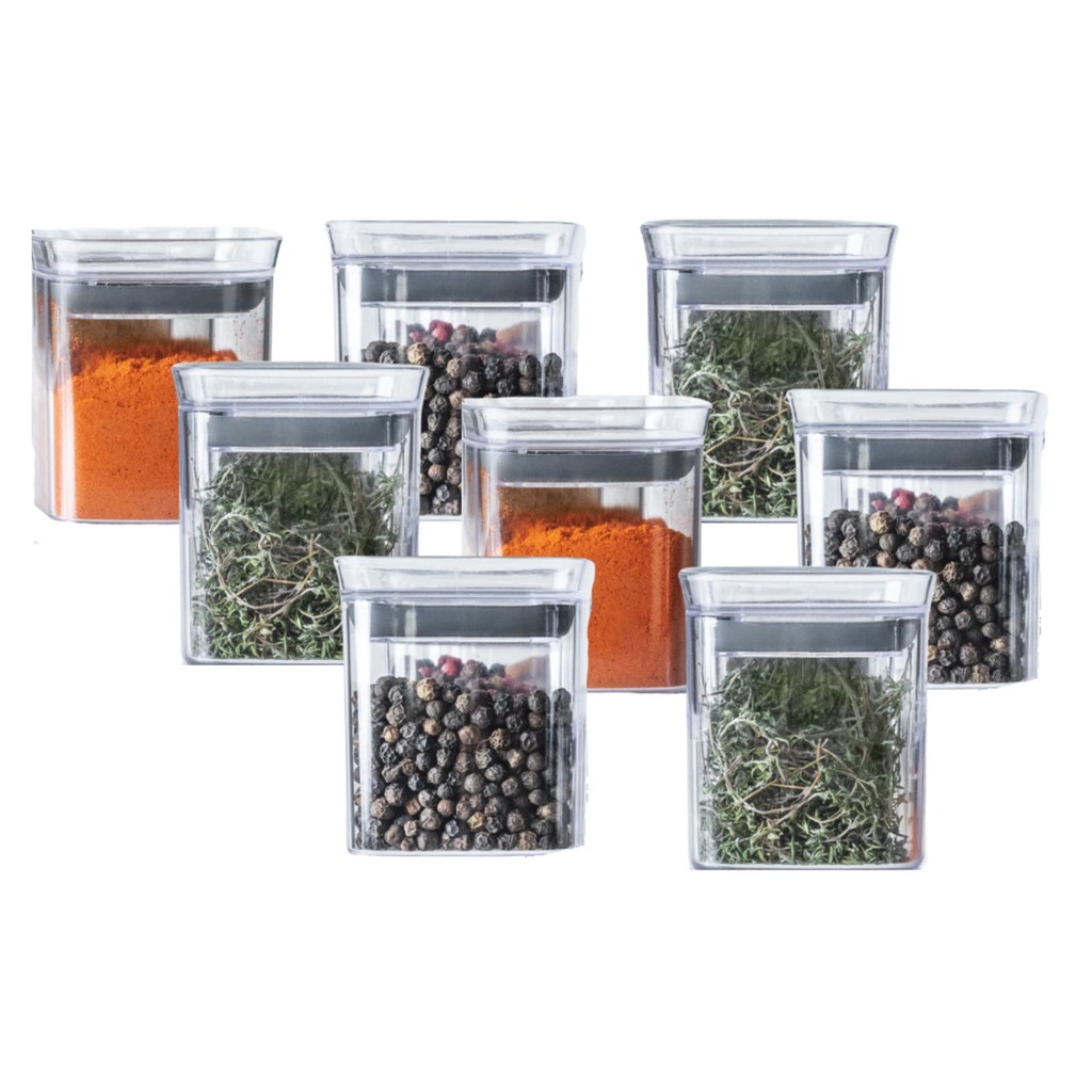 Kit 8 Pote Acrílico 150ml C/ Tampa Hermética Condimento Tempero Organizador Armazenamento