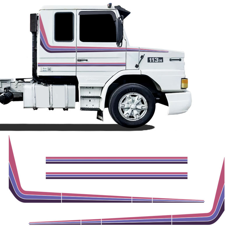 Faixa Scania 113 1994 Adesivo Completo Roxo/Rosa Decorativo