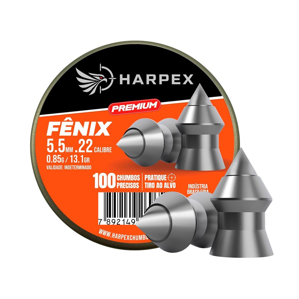 Chumbinho Fênix Premium 5.5mm 100 Unidades - Harpex em Oferta na Shopee