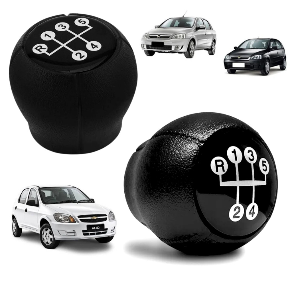 Manopla Bola Câmbio Corsa Celta Prisma Astra Meriva Classic Vectra  - GM Chevrolet Acrílico Preta