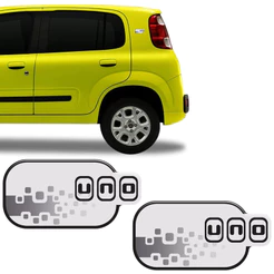 Par de Adesivos Fiat Uno Vivace Emblema Lateral Resinado
