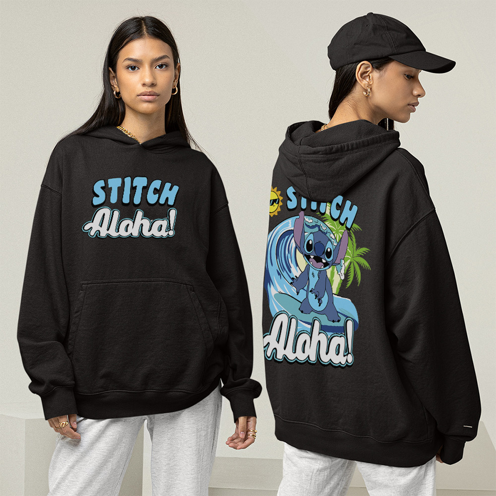 Moletom Feminino Lilo & Stitch Blusa De Frio Desenho Lilo & Stitch Aloha Algodão Premium