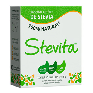 Adoçante Stevita Stevia Pó com 50 Envelopes de 0,6g cada em Oferta na Shopee