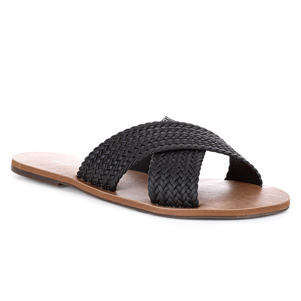 Rasteira Anacapri Tiras Cruzadas Trançada Preto - Feminino