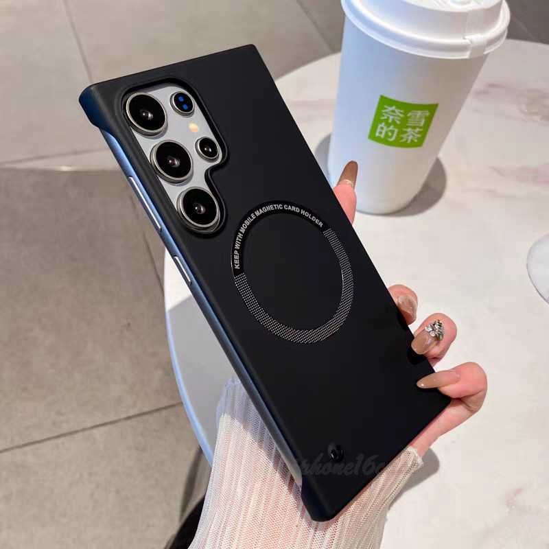 Magnético Luxo Fosco Sem Moldura Caso De Telefone Para Samsung S25 S24 S23 Ultra S22 Plus S21FE Duro PC Capa Traseira em Oferta na Shopee