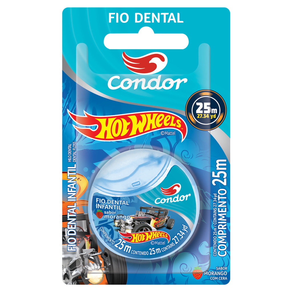 Fio Dental Infantil com Cera Morango Hot Wheels Condor 25m - Health