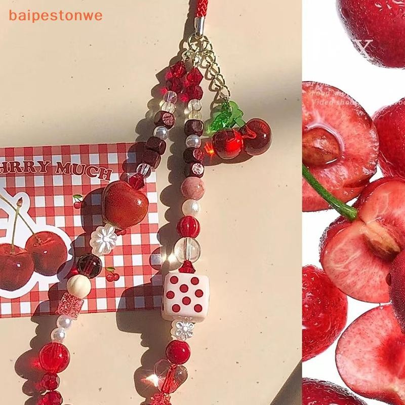 [baipestonwe] Pingente De Cereja Para Celular , Corrente Câmera CCD , Corda De Estilingue , Alcove Antigo , Faça Você Me