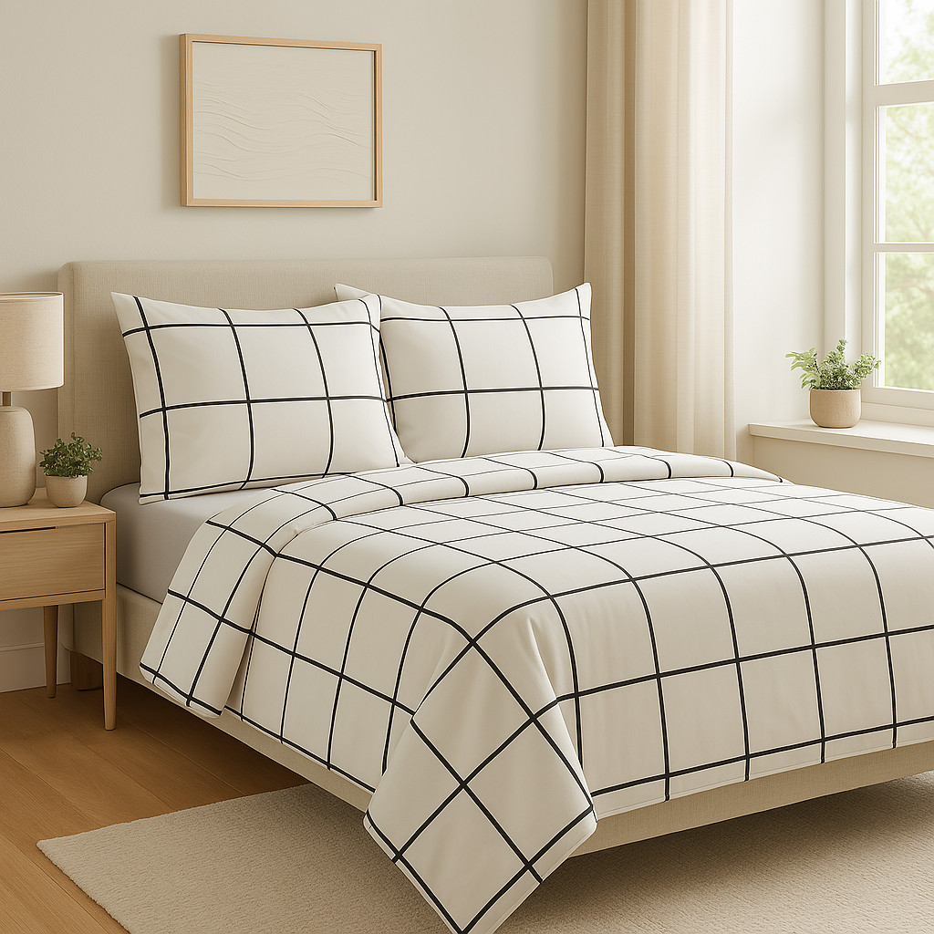 Jogo de Cama Queen 4 Peças Percal 100% Algodão com Fronhas Estampadas