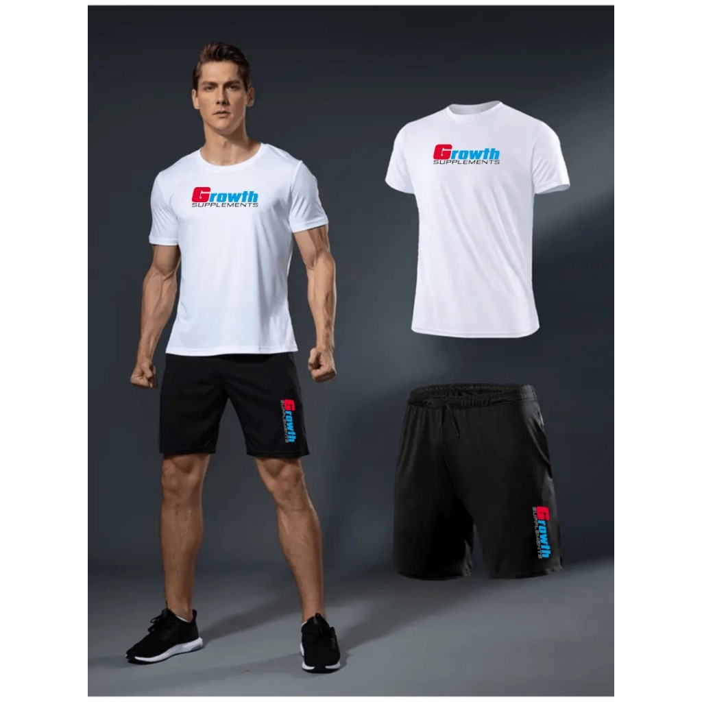 KIT Bermuda Elastano + Camisa Dry Fit - Grow 03 - Academia Corrida Skate Basquete Short Praia