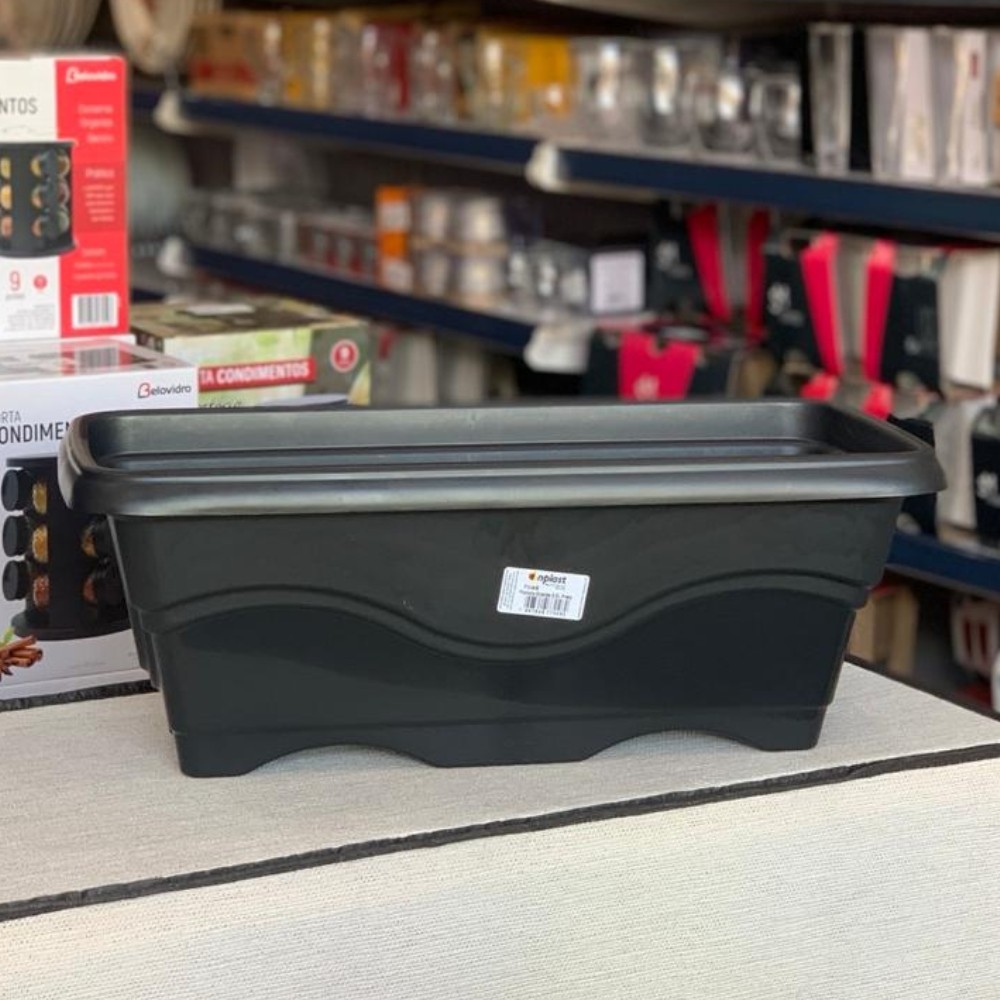 Vaso Floreira Plastica Grande 9,5 litros Preta Inplast em Oferta na Shopee