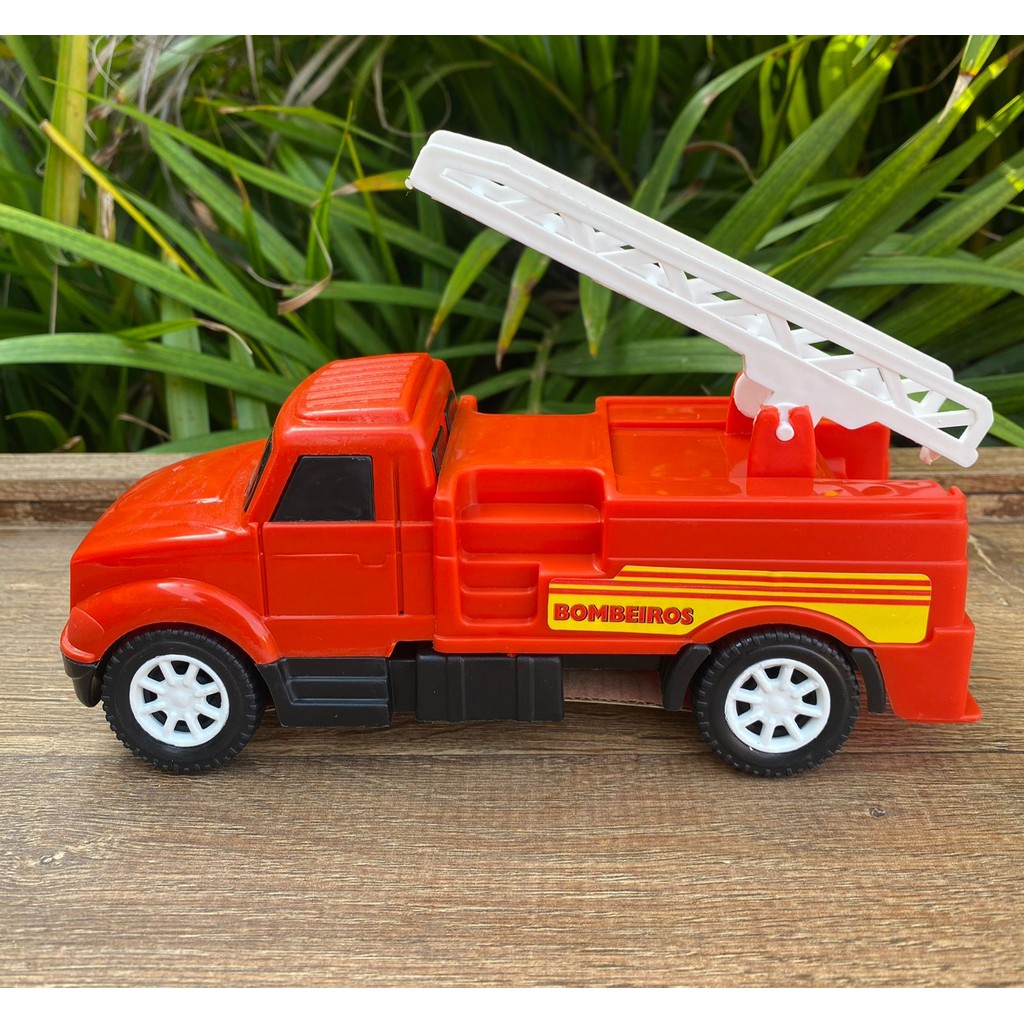 Brinquedo caminhão carro bombeiro miniatura escada basculante criança pequena brincar presente promo