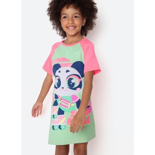 Camisola Manga Curta Viscolycra Menina Panda Miami - Puket em Oferta na Shopee