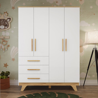 Guarda Roupa Infantil 4 Portas 3 Gavetas Retro Móveis Peroba em Oferta na Shopee