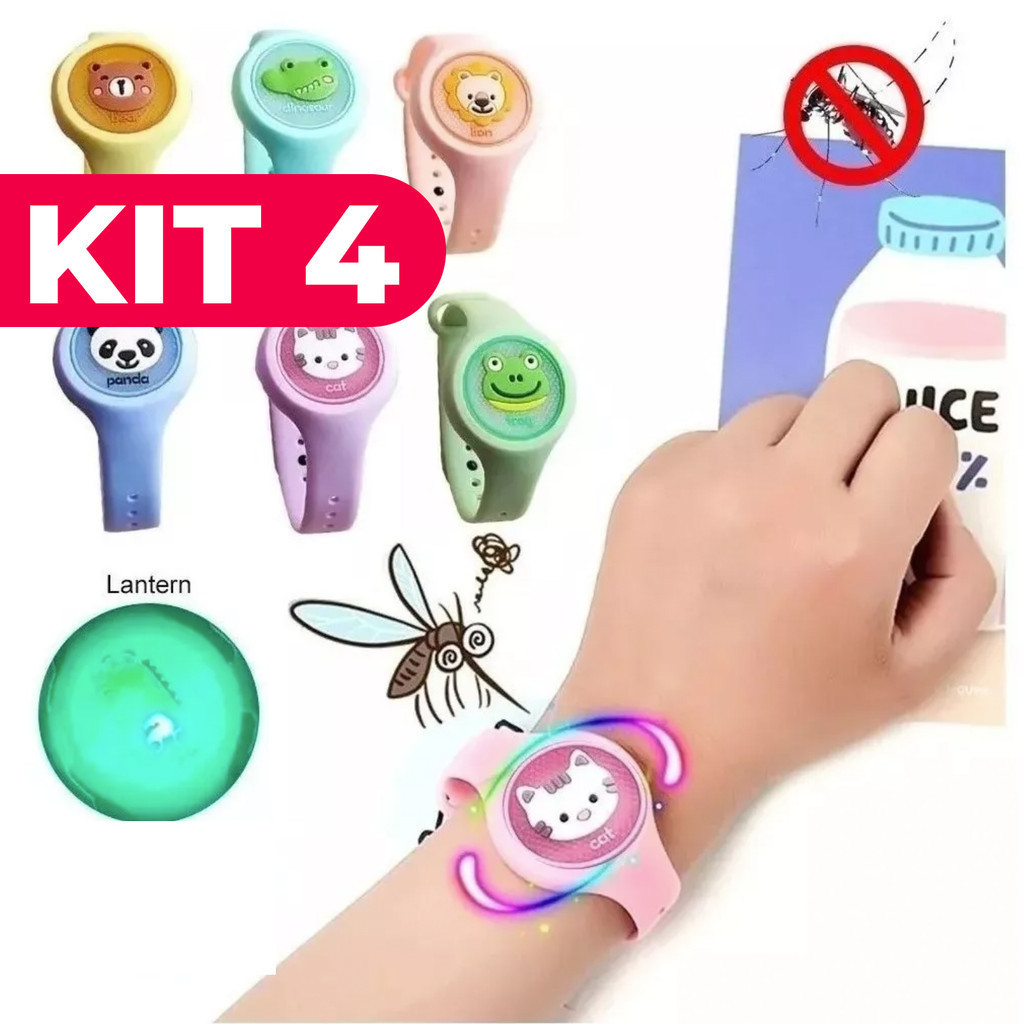 Pulseiras Repelente Infantil Bebe Anti Mosquito Com Led