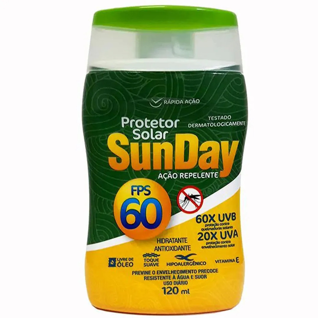 Protetor Solar FPS 60 com Repelente Sunday 120ml