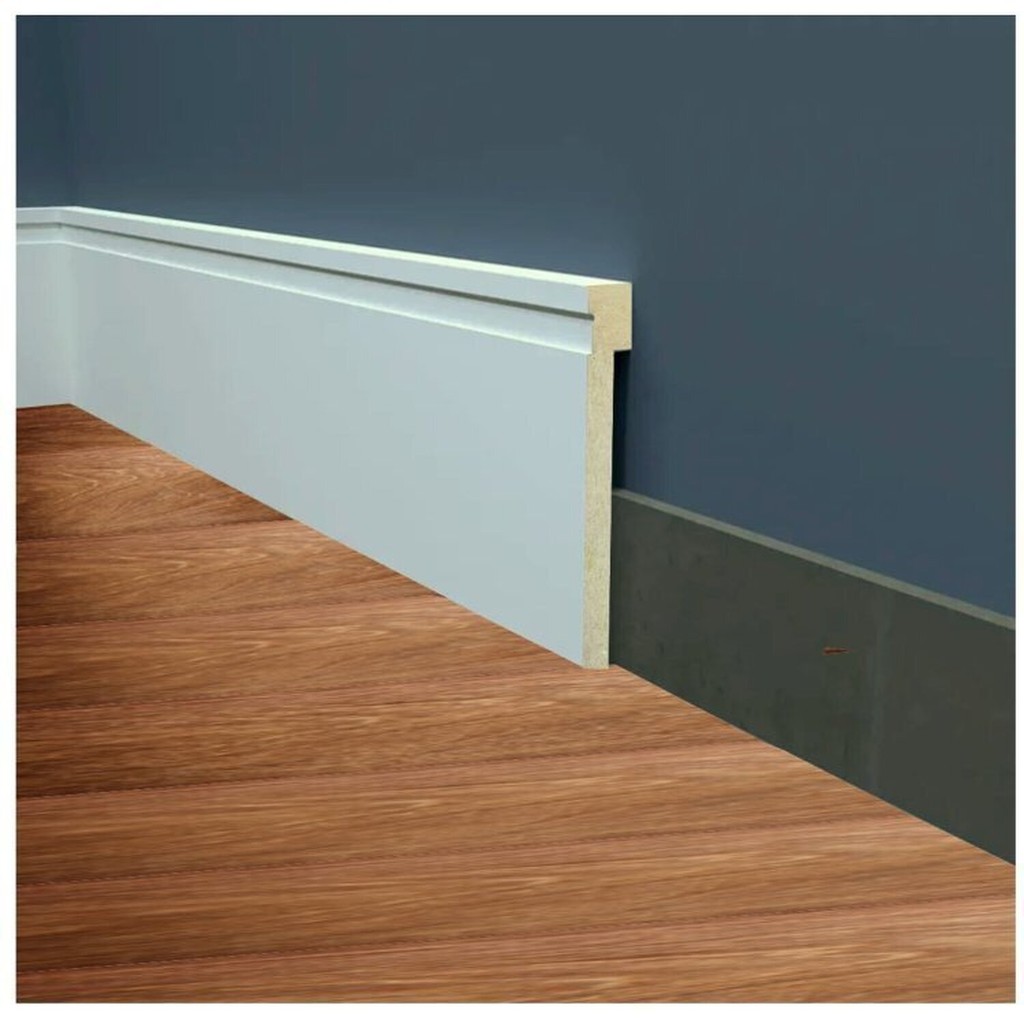 Kit com 10 Barras Rodapé de Mdf 12cm X 18mm X 2,40m Barra de Sobrepor com Friso 1202 24m 10 - Home & Living