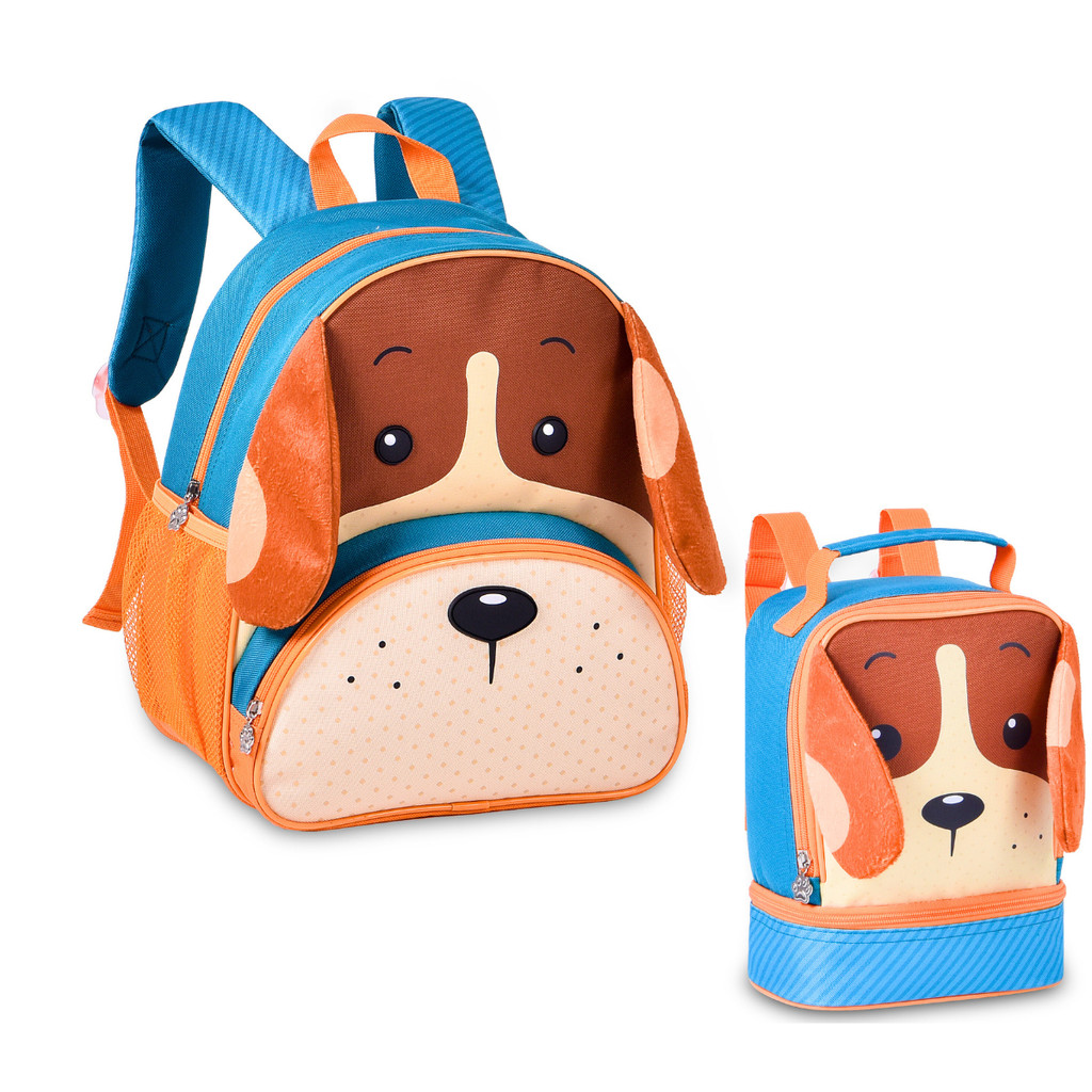 Kit Mochila de Costas e Lancheira Infantil Feminina e Masculina Pets - Clio Style