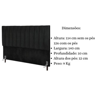 Cabeceira Cama Box Casal 140 Cm Carla Suede Preto E Frame em Oferta na Shopee