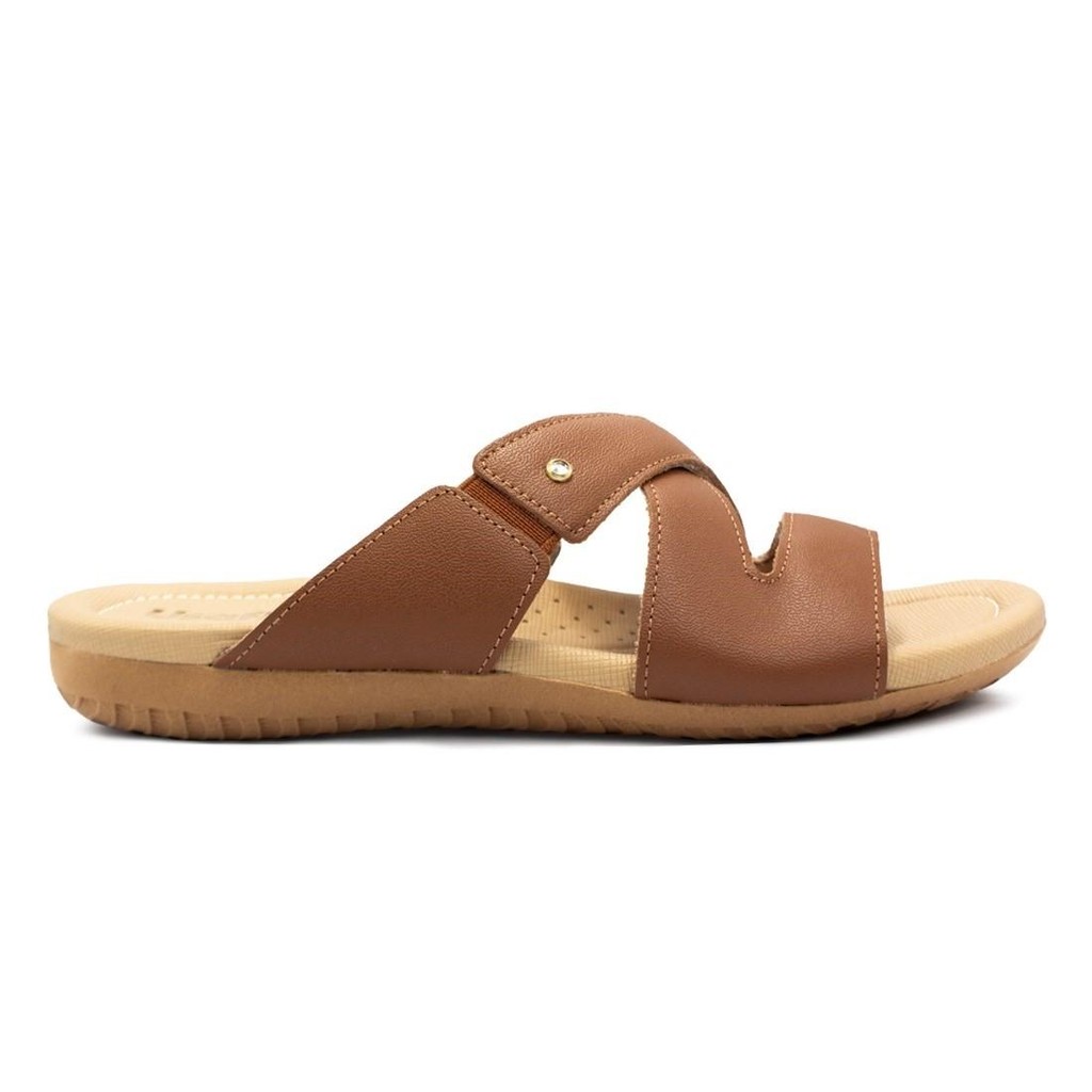 Tamanco Usaflex Feminino Slide Rasteiro Couro e Elástico Casual R1875 - Women Shoes