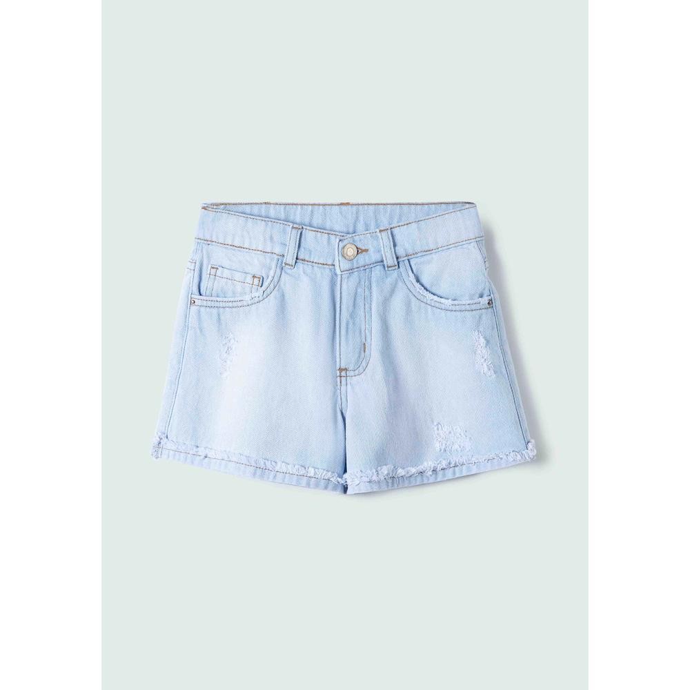 Shorts Jeans Infantil Menina Com Barra Destroyed Hering Kids