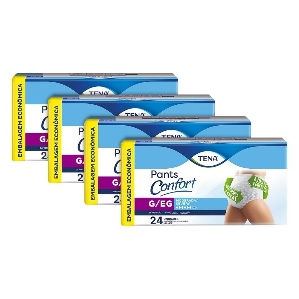 Fralda Tena Adulto Pants Confort G/EG, 4 Pacotes c/ 24 Fraldas - Health