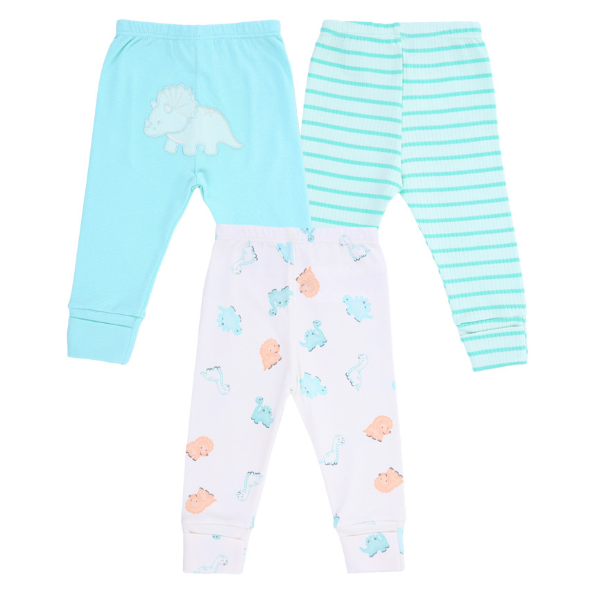 Kit Mijão Bebê Kiko Baby Bordado Dino Vira Pé - 3 Peças