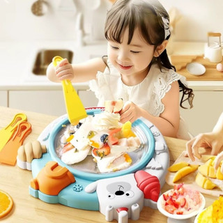 Máquina De Fazer Sorvete Infantil Chapa Placa Fria Urso Polar Sorvete Em Rolo