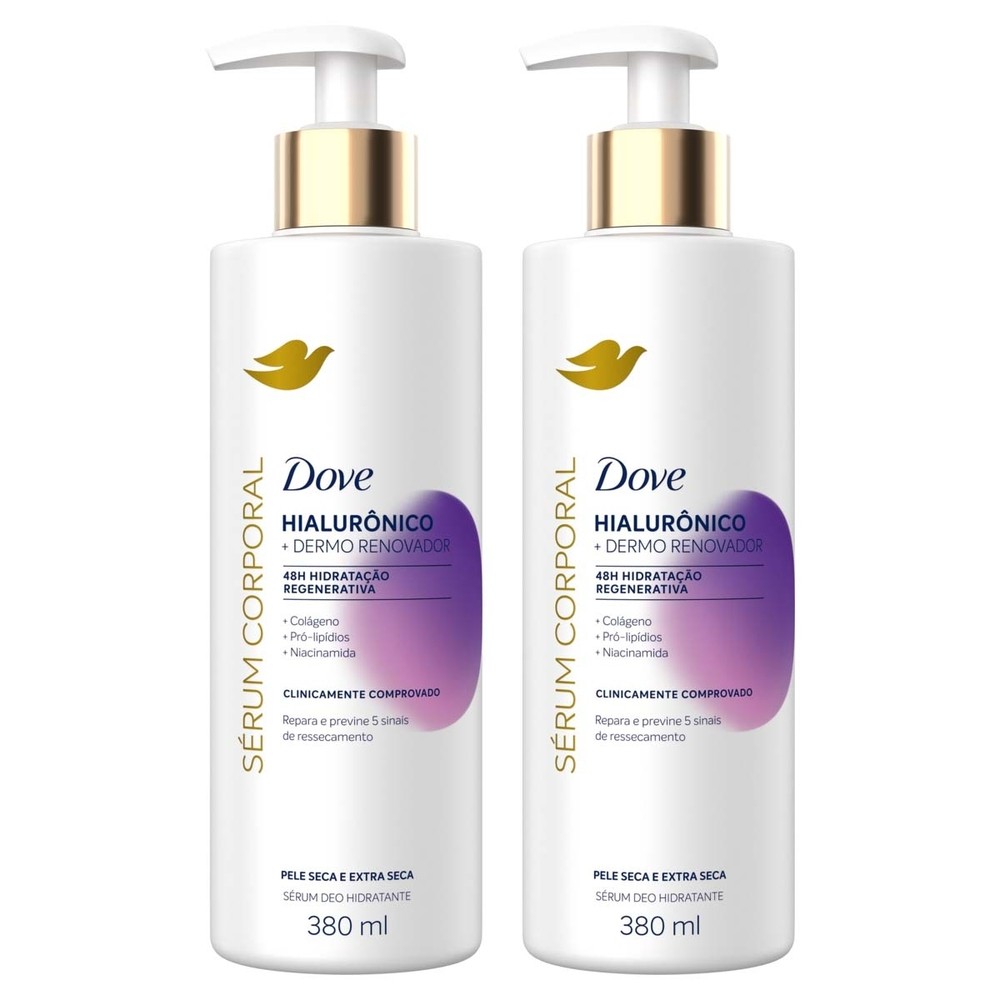 Kit 2 Und Dove Sérum Corporal Hialurônico 380ml em Oferta na Shopee