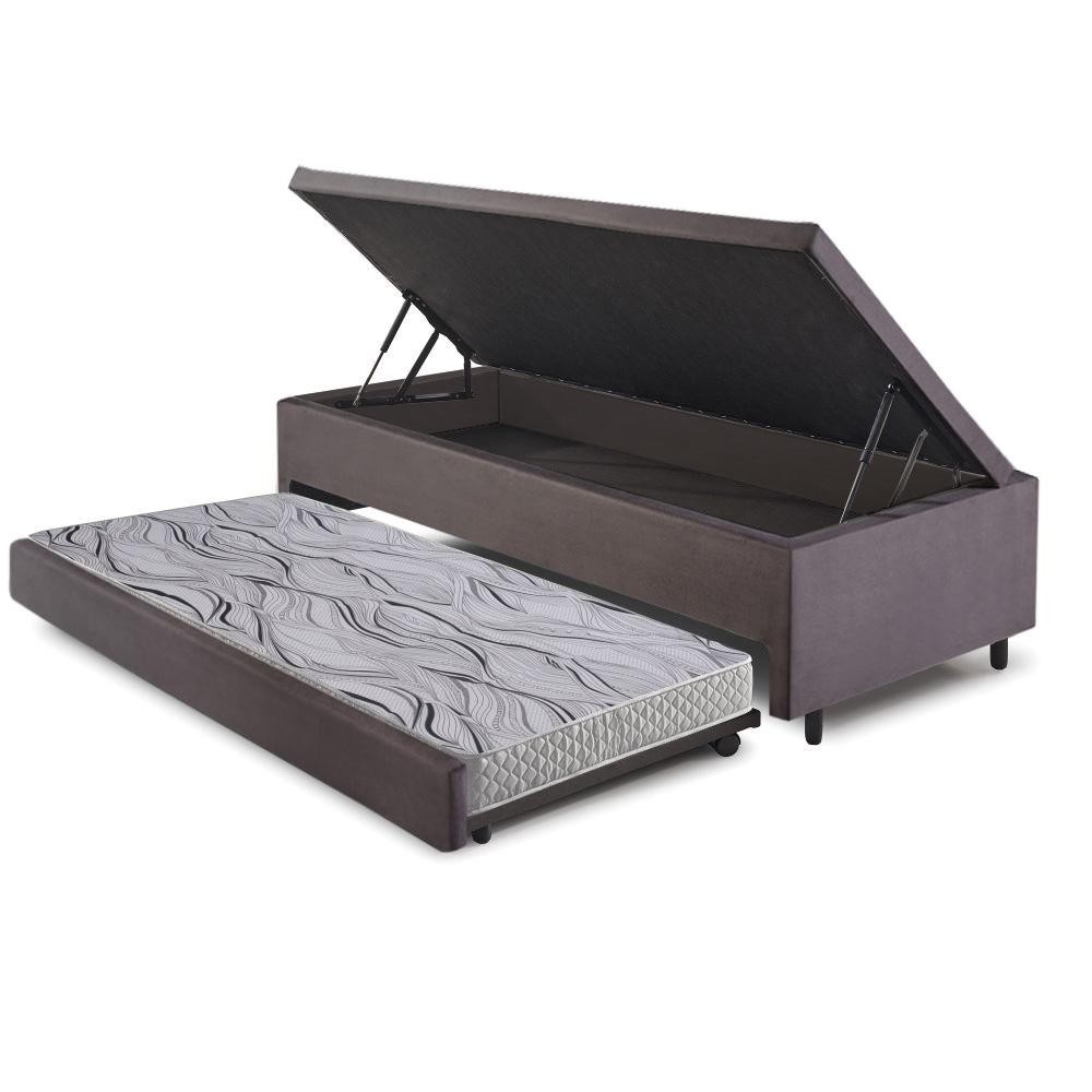Bicama Box Baú Viúva 120x203 com Colchão Auxiliar Ecoflex
