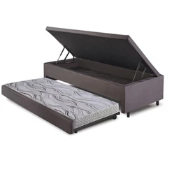 Bicama Box Baú Viúva 120x203 com Colchão Auxiliar Ecoflex