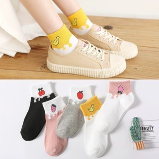 Kit 12 Pares Meia Algodão Cano Médio Estampadas Fruta Fashion Premium Feminina em Oferta na Shopee