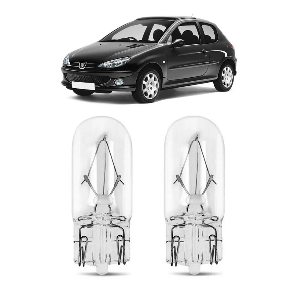 Par Lampada Pingo T10 Peugeot 206 207 307 Farol Teto Placa 5w