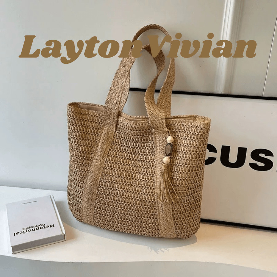 Bolsa de Palha Decorada com Borlas, Tamanho Grande, Perfeita para Viagens de Verão, Essencial de VERAO