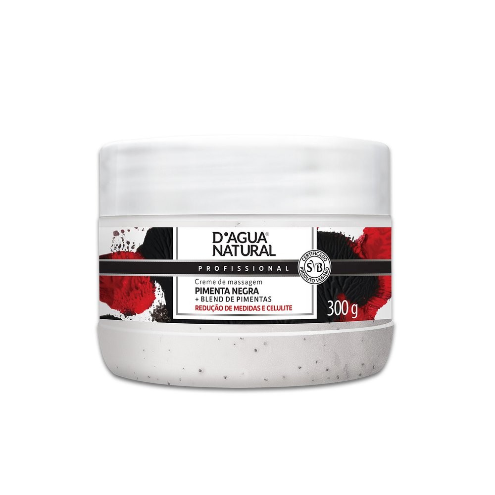 Creme de Massagem D’água Natural Pimenta Negra - 300g em Oferta na Shopee