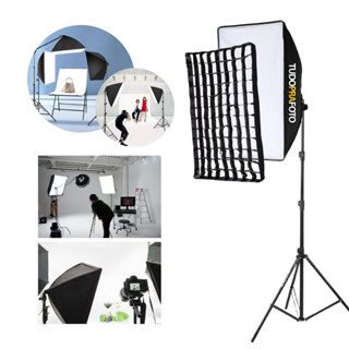 Kit Iluminação Softbox 50x70cm Grid Soquete E27 com Tripé 1,90m para Fotos e Vídeos em Oferta na Shopee