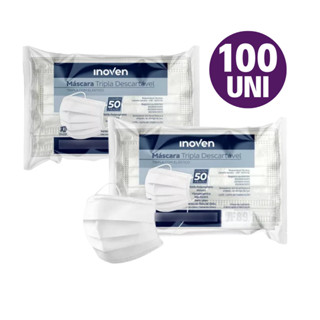 MÁSCARA DESCARTÁVEL BRANCA FACIAL TRIPLA CAMADA C/ 100 Unidades em Oferta na Shopee