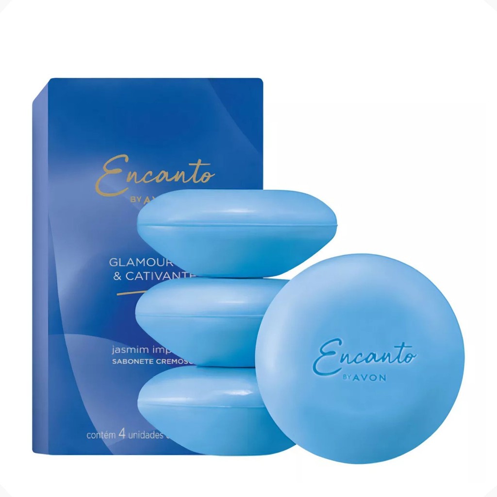 Sabonete Em Barra Cremoso Glamourosa E Cativante Encanto Avon Caixa 4 Unidades de 80g REF 146991