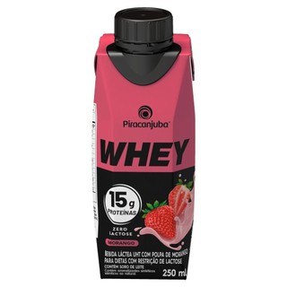 Bebida Láctea Piracanjuba Whey Zero Lactose com 15g de Proteína Morango 250ml em Oferta na Shopee