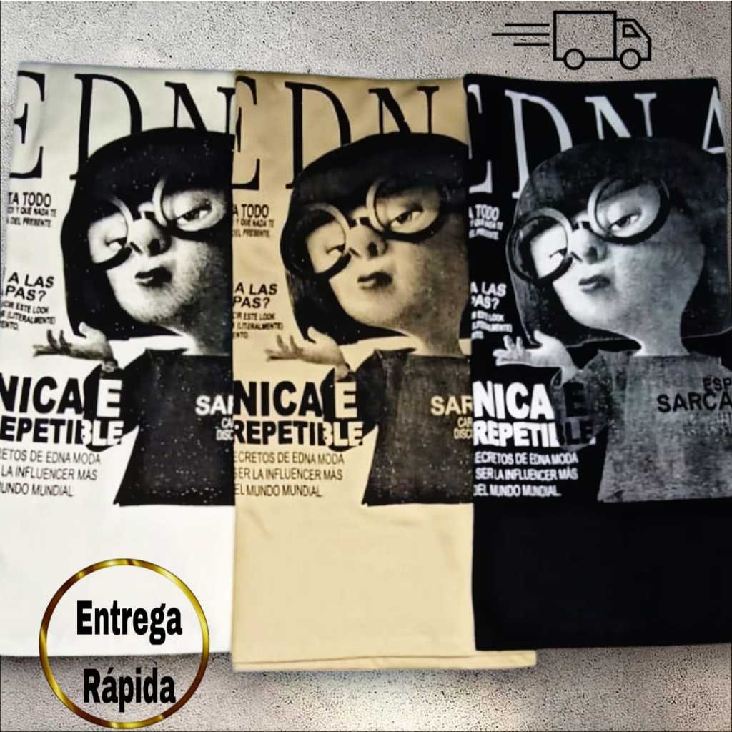 Blusa Feminina Com Estampa Edna Camiseta 100% Algodão em Oferta na Shopee