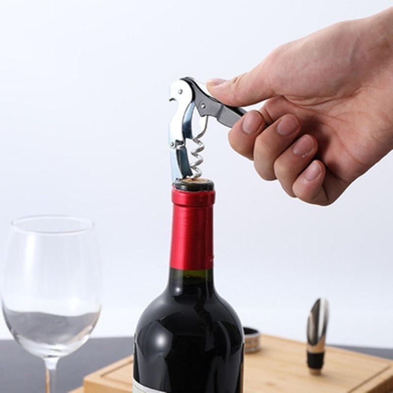 Kit Abridor De Vinho 5 Peças Inox Com Saca Rolha Dosador Corta Lacre Kolling Sell
